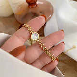 316L Stainless Steel Thick Chain Bracelet with Natural Shell Charm