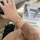 316L Stainless Steel Thick Chain Bracelet with Natural Shell Charm