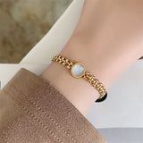 316L Stainless Steel Thick Chain Bracelet with Natural Shell Charm