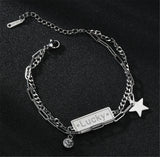 316L Stainless Steel Double Layer Long Pin Lucky Letter Chain
