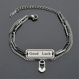 316L Stainless Steel Double Layer Long Pin Lucky Letter Chain