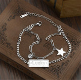 316L Stainless Steel Double Layer Long Pin Lucky Letter Chain
