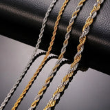 316L Stainless Steel Rope Chain Necklace 20-24inch