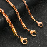 316L Stainless Steel Twist Rope Chains Men Women Necklace
