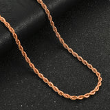 316L Stainless Steel Twist Rope Chains Men Women Necklace