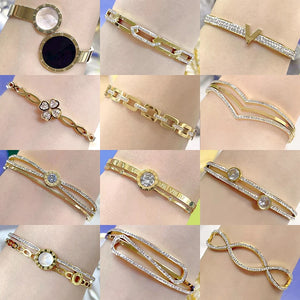 316L Stainless Steel Roman Numerals Crystal Bangle