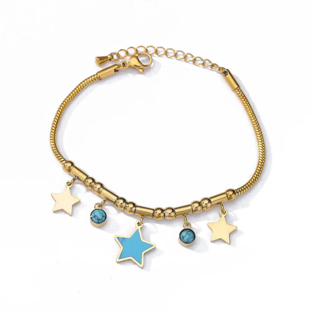 316L Stainless Steel Star Eyes Pendant Bracelet Women's Jewelry