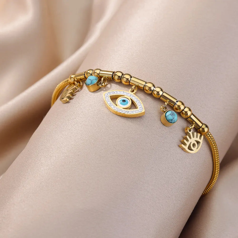 316L Stainless Steel Star Eyes Pendant Bracelet Women's Jewelry