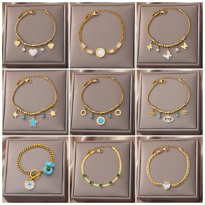 316L Stainless Steel Star Eyes Pendant Bracelet Women's Jewelry