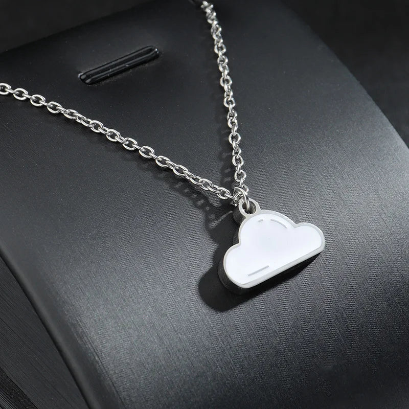 316L Stainless Steel Cloud Pendant Necklace for Women Clavicle Chain