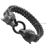 316L Stainless Steel Wolf Head Gothic Motorcycle Link Chain Bracelet Men Jewelry