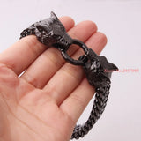 316L Stainless Steel Wolf Head Gothic Motorcycle Link Chain Bracelet Men Jewelry