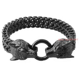 316L Stainless Steel Wolf Head Gothic Motorcycle Link Chain Bracelet Men Jewelry
