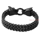 316L Stainless Steel Wolf Head Gothic Motorcycle Link Chain Bracelet Men Jewelry