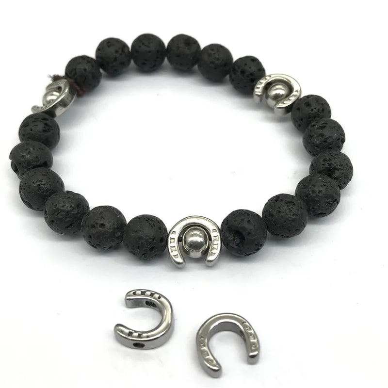 316L Stainless Steel Horseshoe Beads Charms Spacer Beads 2mm Small Hole