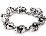 316L Stainless Steel Skull Biker Bracelet 8.26''