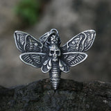 316L SS Death Head Skull Butterfly Moth Hanger Necklace Men's Punk Jewelry