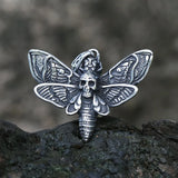 316L SS Death Head Skull Butterfly Moth Hanger Necklace Men's Punk Jewelry