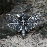 316L SS Death Head Skull Butterfly Moth Hanger Necklace Men's Punk Jewelry