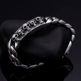 Heavy 316L Stainless Steel Skull Skeleton Chain Bracelet Bangle Mens 8.66''