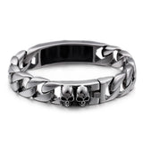 Heavy 316L Stainless Steel Skull Skeleton Chain Bracelet Bangle Mens 8.66''