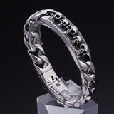 Heavy 316L Stainless Steel Skull Skeleton Chain Bracelet Bangle Mens 8.66''