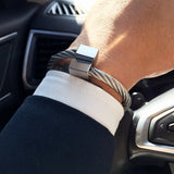 316L Stainless Steel Bangle Men Bracelet Adjustable Opening Cuff Charm Jewelry