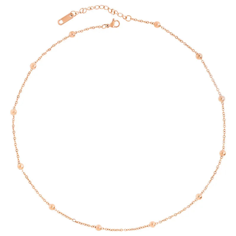 316L Stainless Steel Ball Pendant Necklace Minimalist Chain Women's Jewelry