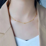 316L Stainless Steel Ball Pendant Necklace Minimalist Chain Women's Jewelry