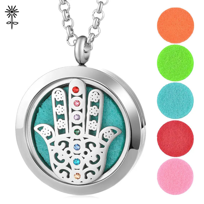 Hamsa Hand Aromatherapy Diffuser Necklace Pendant