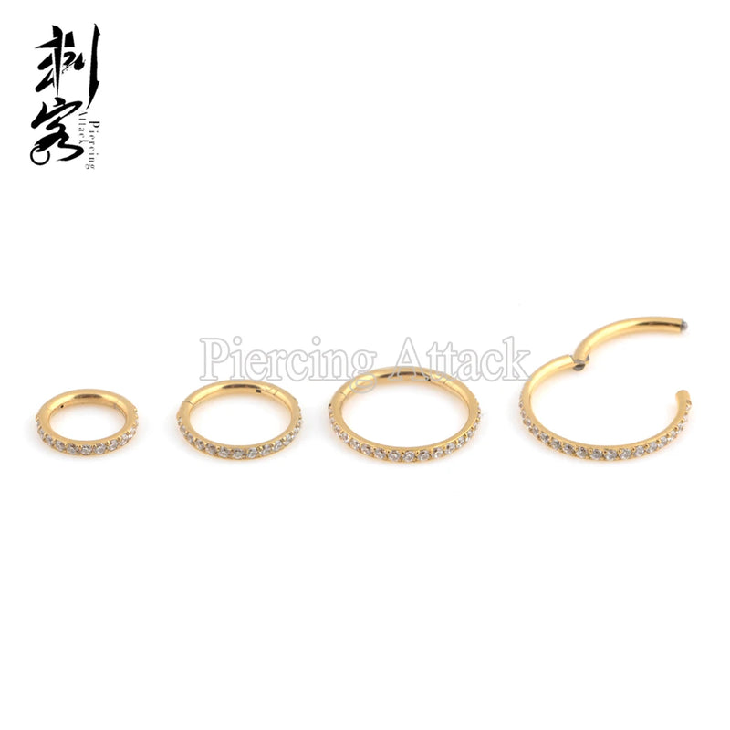 316L SS Clicker Prong Set Stones Septum Piercing Body Jewelry
