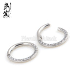 316L SS Full Clicker Prong Set Stones Septum Piercing