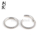 316L SS Clicker Prong Set Stones Septum Piercing Body Jewelry