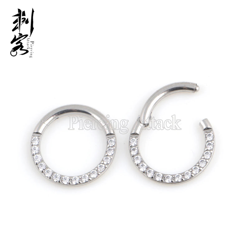 316L SS Full Clicker Prong Set Stones Septum Piercing