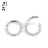 316L SS Full Clicker Prong Set Stones Septum Piercing