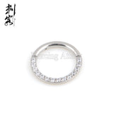 316L SS Full Clicker Prong Set Stones Septum Piercing