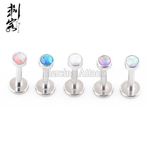 316L Surgical Steel Opal Labret Opal Stud Earrings Jewelry 16Gauge 1.2x8x3mm