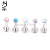 316L Surgical Steel Opal Labret Opal Stud Earrings Jewelry 16Gauge 1.2x8x3mm