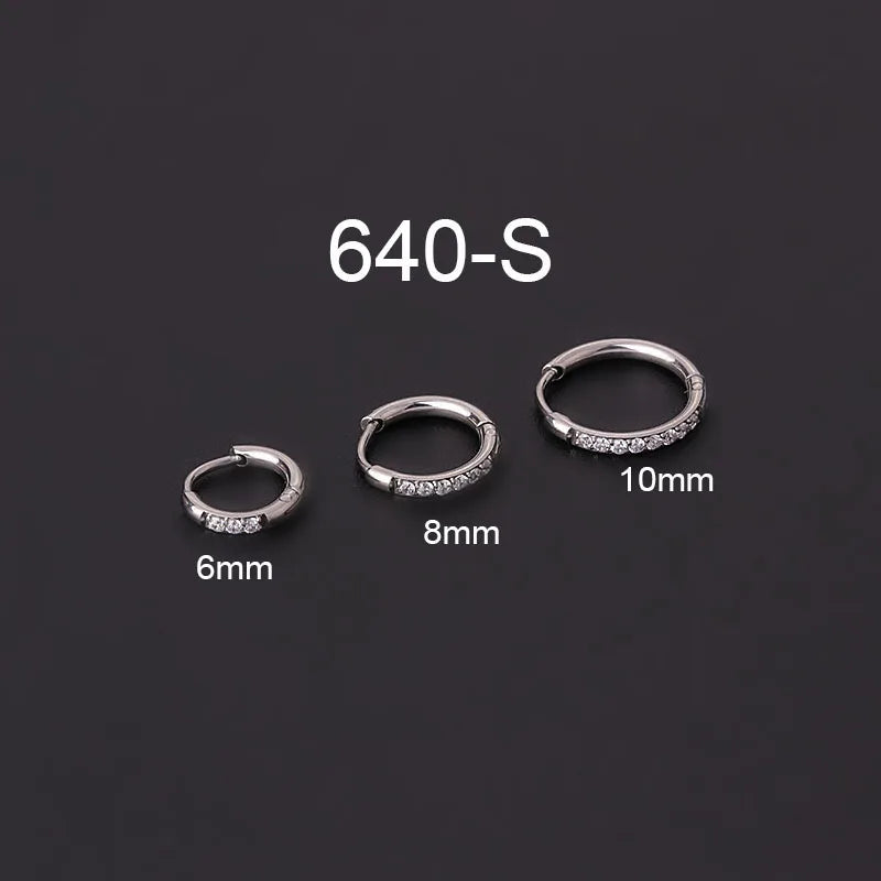 316L Surgical Steel Conch Earrings Hinged Hoop Zircon Ear Clip