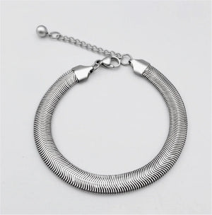 316L Flat Snake Bracelet Stainless Steel Bangle Thin Chain