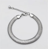 316L Flat Snake Bracelet Stainless Steel Bangle Thin Chain