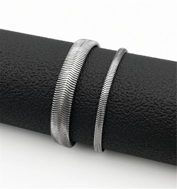 316L Flat Snake Bracelet Stainless Steel Bangle Thin Chain