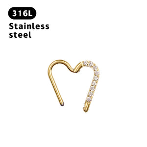 316L Zircon Nose Ring Silver Piercing Jewelry