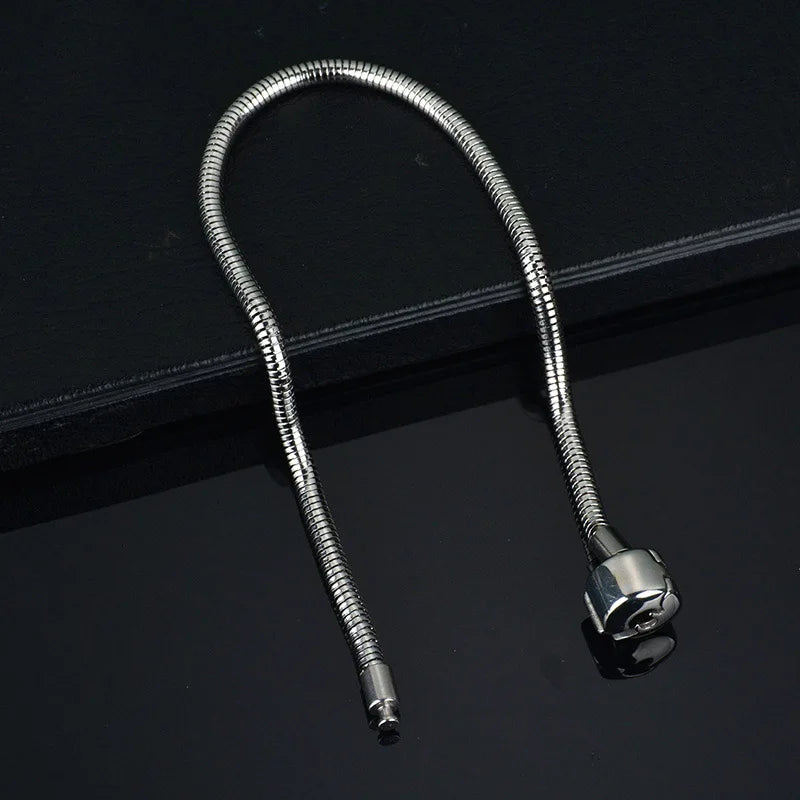 316L Silver Stainless Steel Snake Chain Link Bracelet for European Bracelet DIY