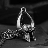 316L Fine Hand-made Dark Skull Roman Helmet Warrior Pendant Necklace