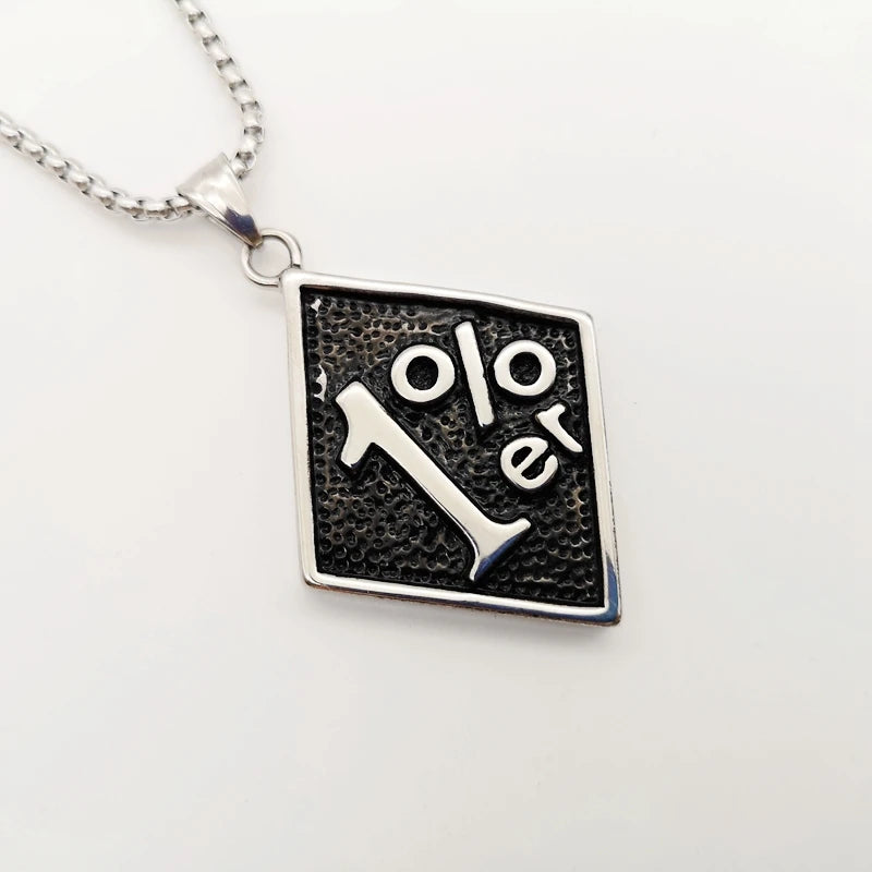 316L Stainless Steel Biker 1%er Pendant Men's Necklace