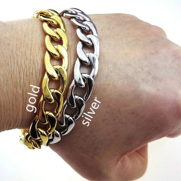 316L Stainless Steel Silver Tone Mens Chain Bracelet B167 168