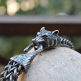 316L Stainless Steel Wolf Head Bracelet Viking WOLF Bangles Men Boys Chain