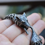 316L Stainless Steel Wolf Head Bracelet Viking WOLF Bangles Men Boys Chain
