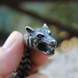 316L Stainless Steel Wolf Head Bracelet Viking WOLF Bangles Men Boys Chain